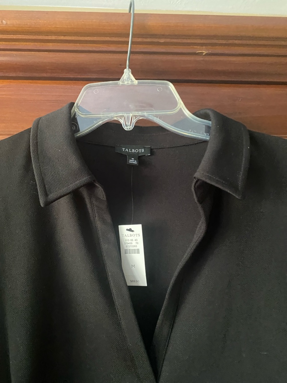 Talbots Black V-neckline Collared Blouse - Medium - Picture 6 of 16